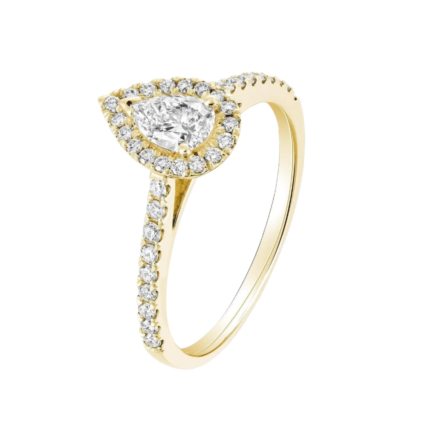 Pear Shaped Diamond Halo Engagement Ring 0.72 ct - Thenetjeweler