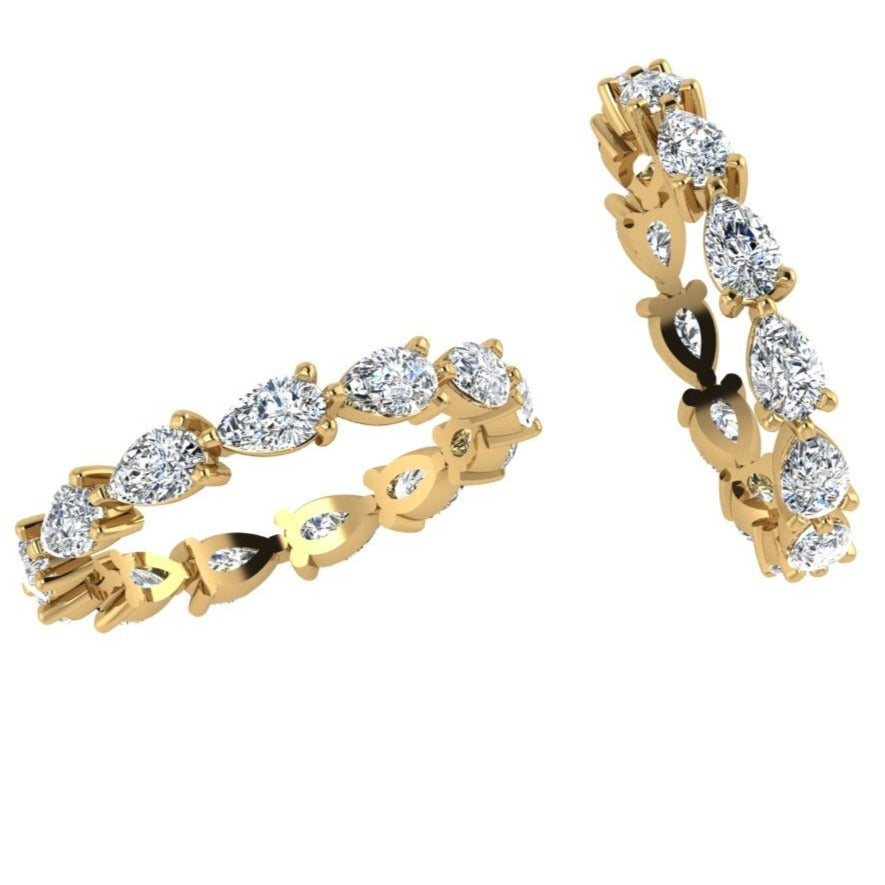 Pear Lab Grown Diamond Eternity Band Yellow Gold - Thenetjeweler