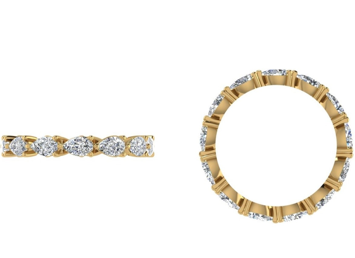 Pear Lab Grown Diamond Eternity Band Yellow Gold - Thenetjeweler