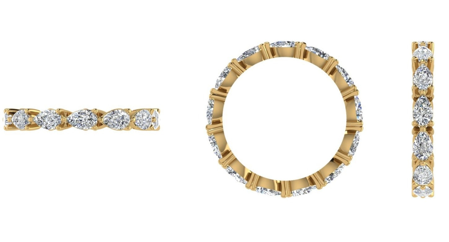 Pear Lab Grown Diamond Eternity Band Yellow Gold - Thenetjeweler