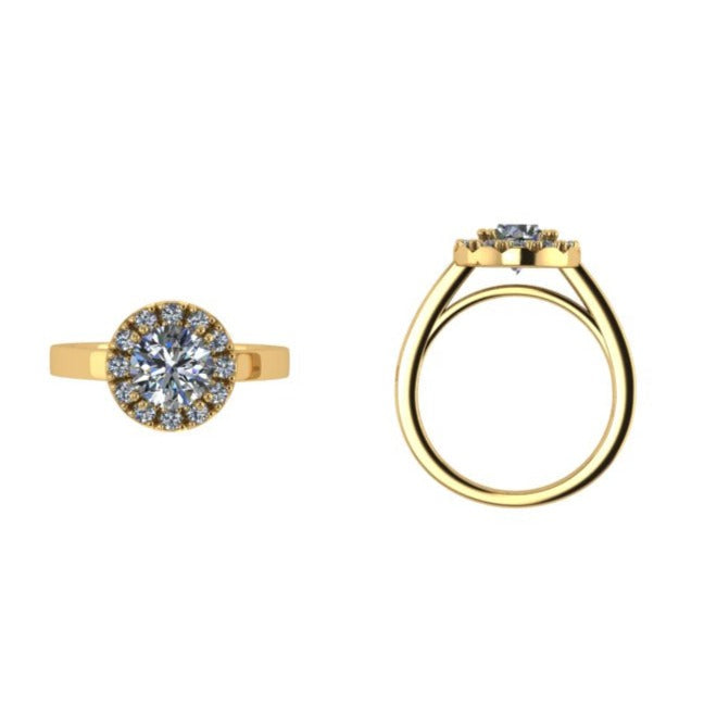 Round Lab Diamond Halo Diamond Engagement Ring 0.44 ct. tw. - Thenetjeweler