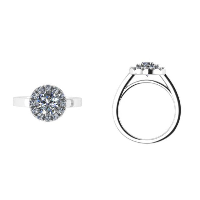 Round Lab Diamond Halo Diamond Engagement Ring 0.44 ct. tw. - Thenetjeweler