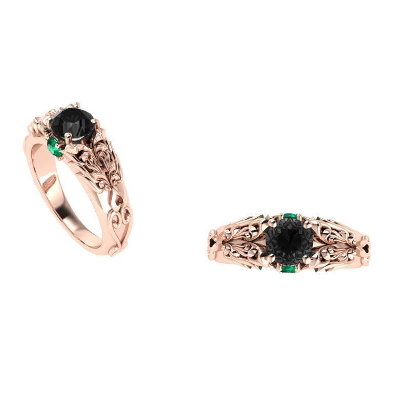 Black Diamond Gothic Engagement Ring - Thenetjeweler
