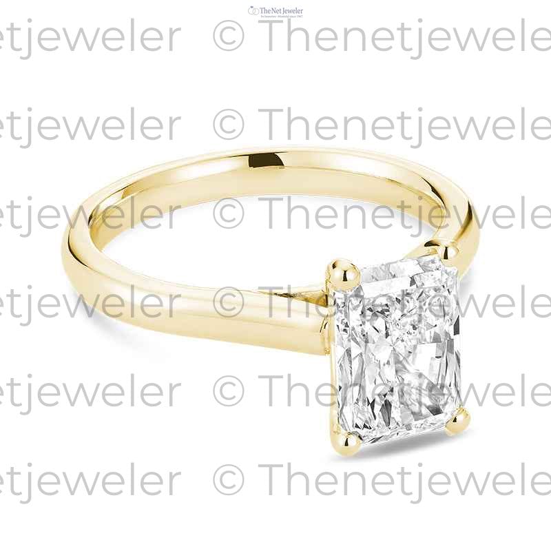 Radiant Cut Lab-Grown Diamond Solitaire Engagement Ring 14K Gold — 2.12 ct