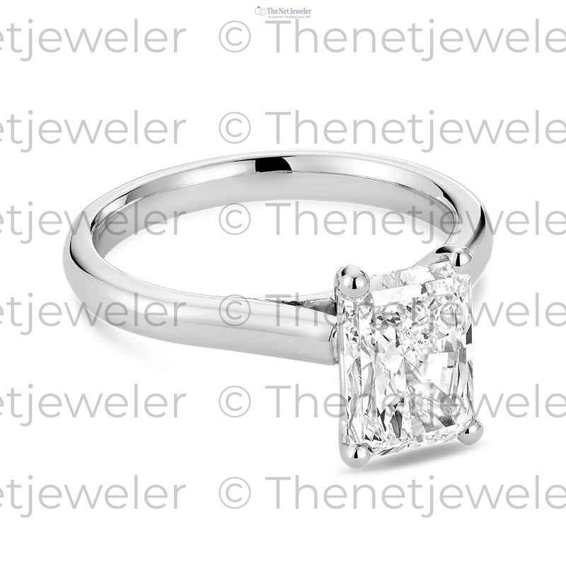 Radiant Cut Lab-Grown Diamond Solitaire Engagement Ring 14K Gold — 2.12 ct