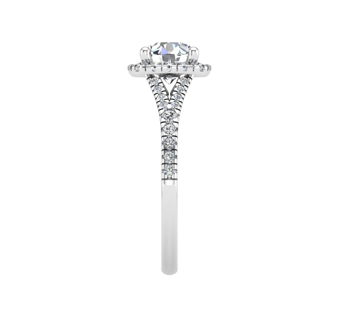 Cushion Halo Diamond Engagement Ring 0.50ctw - TheNetJeweler