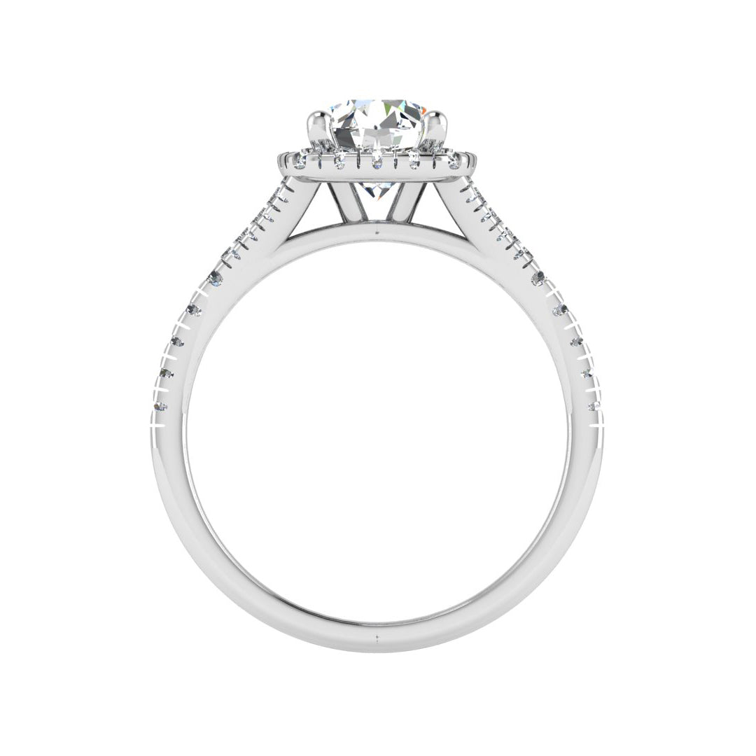 Cushion Halo Diamond Engagement Ring 0.50ctw - TheNetJeweler