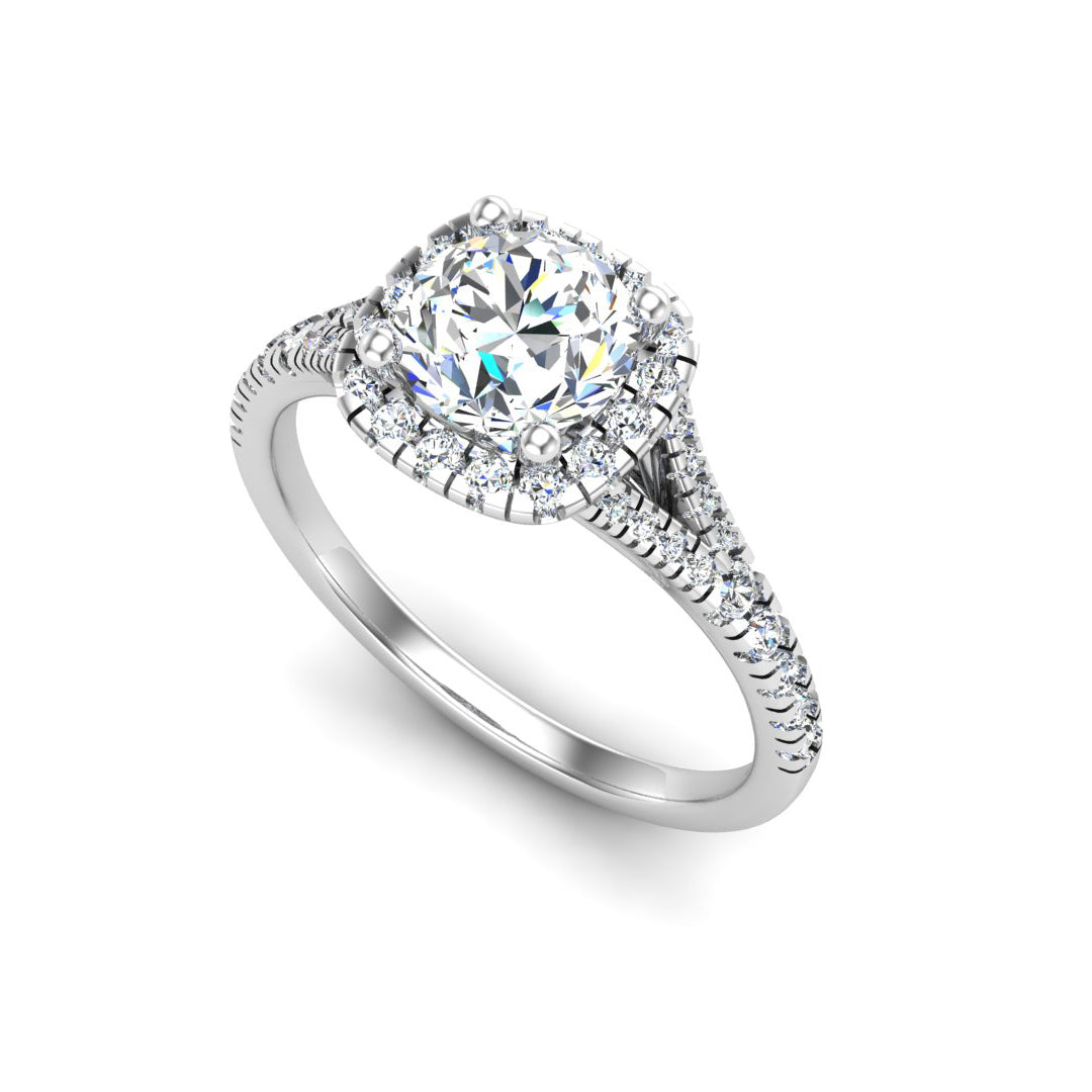 Cushion Halo Diamond Engagement Ring 0.50ctw - TheNetJeweler