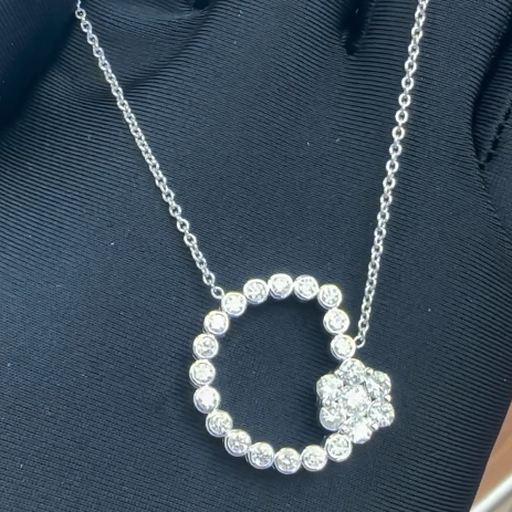 Lab Grown Diamond Half Circle Pendant with Flower (1 Ct. Tw.) Thenetjeweler by Importex