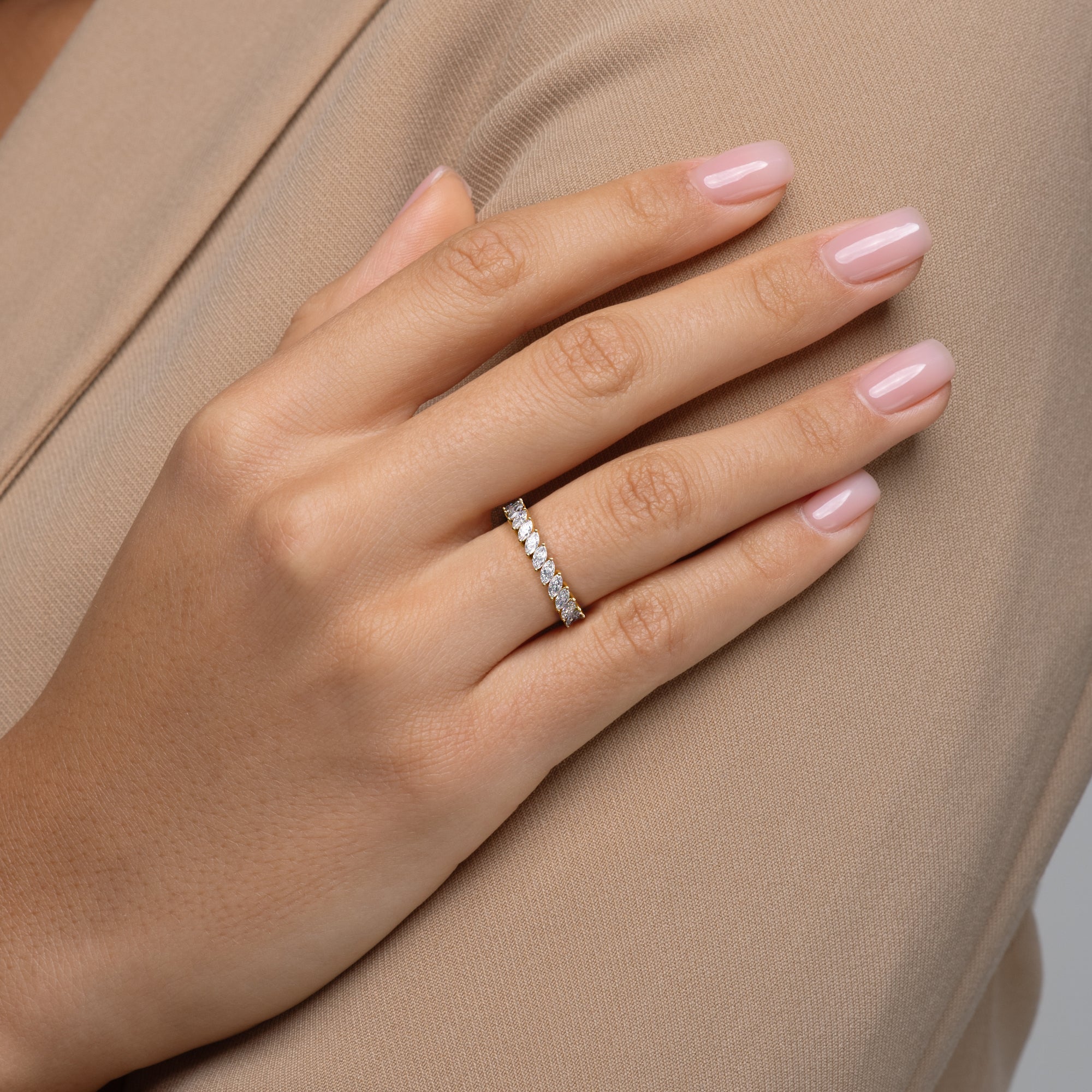 Angled Marquise Diamond Prong Set Eternity Ring 1.50ct - Thenetjeweler