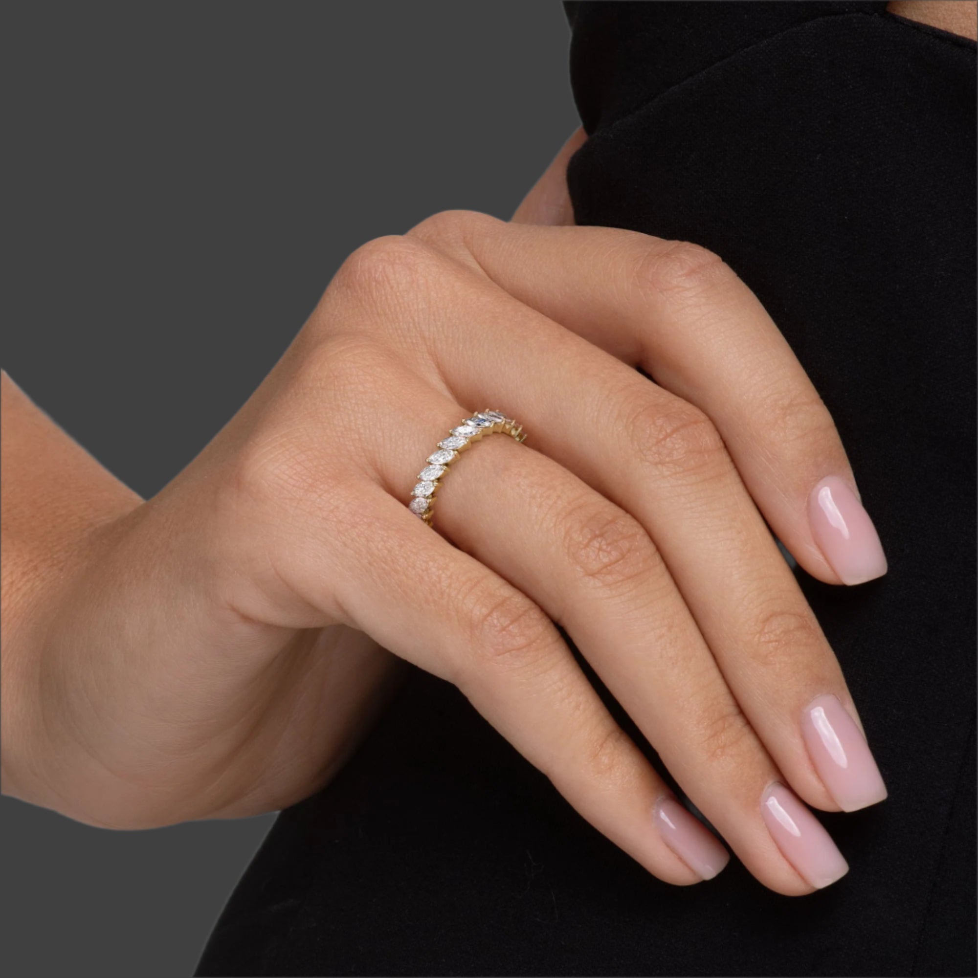 Angled Marquise Diamond Prong Set Eternity Ring 1.50ct - Thenetjeweler