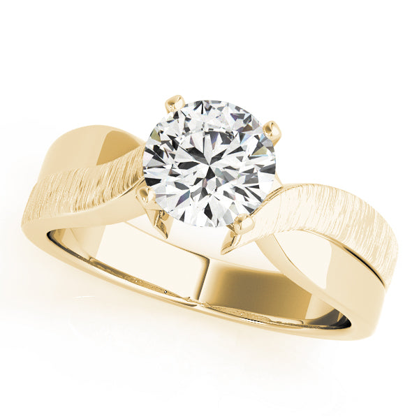 14k Gold Wide Twisted Band Diamond Solitaire Ring - TheNetJeweler