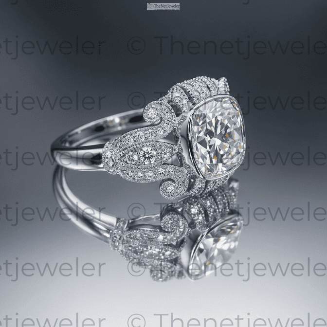 2.5 ct Cushion Cut Lab-Grown Diamond Ring - Vintage Milgrain Style - 14K Gold