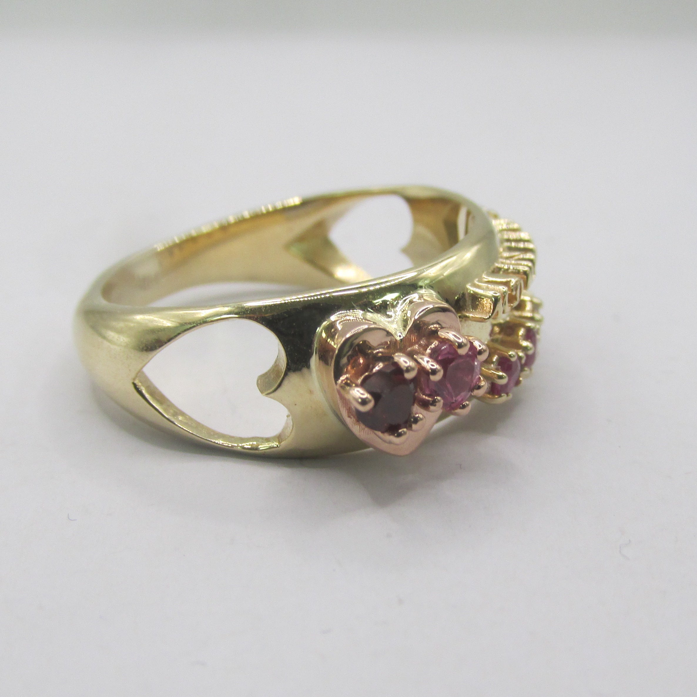 10k Yellow Gold Custom Mother’s Birthstone Heart Ring - Thenetjeweler