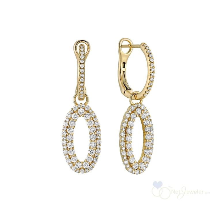 Alternating Dangle to Huggies Oval Diamond Earrings-RNB Jewellery