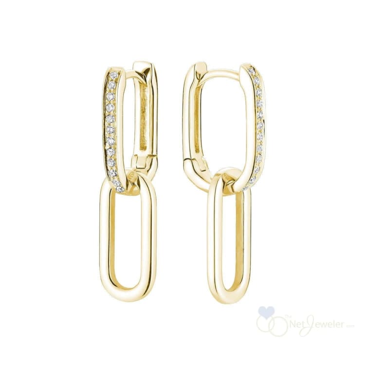 Alternating Dangle to Huggies Paper Clip Diamond Earrings-RNB Jewellery