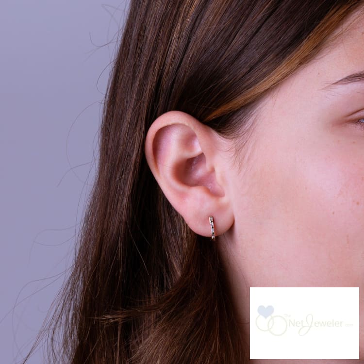 Baguette Diamonds Huggie Earrings-RNB Jewellery