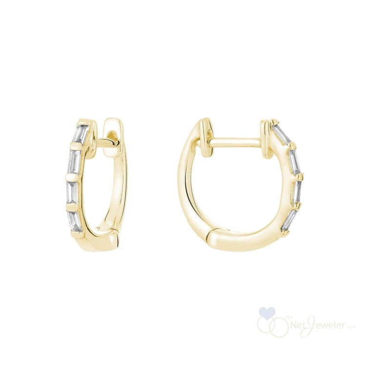 Baguette Diamonds Huggie Earrings-RNB Jewellery