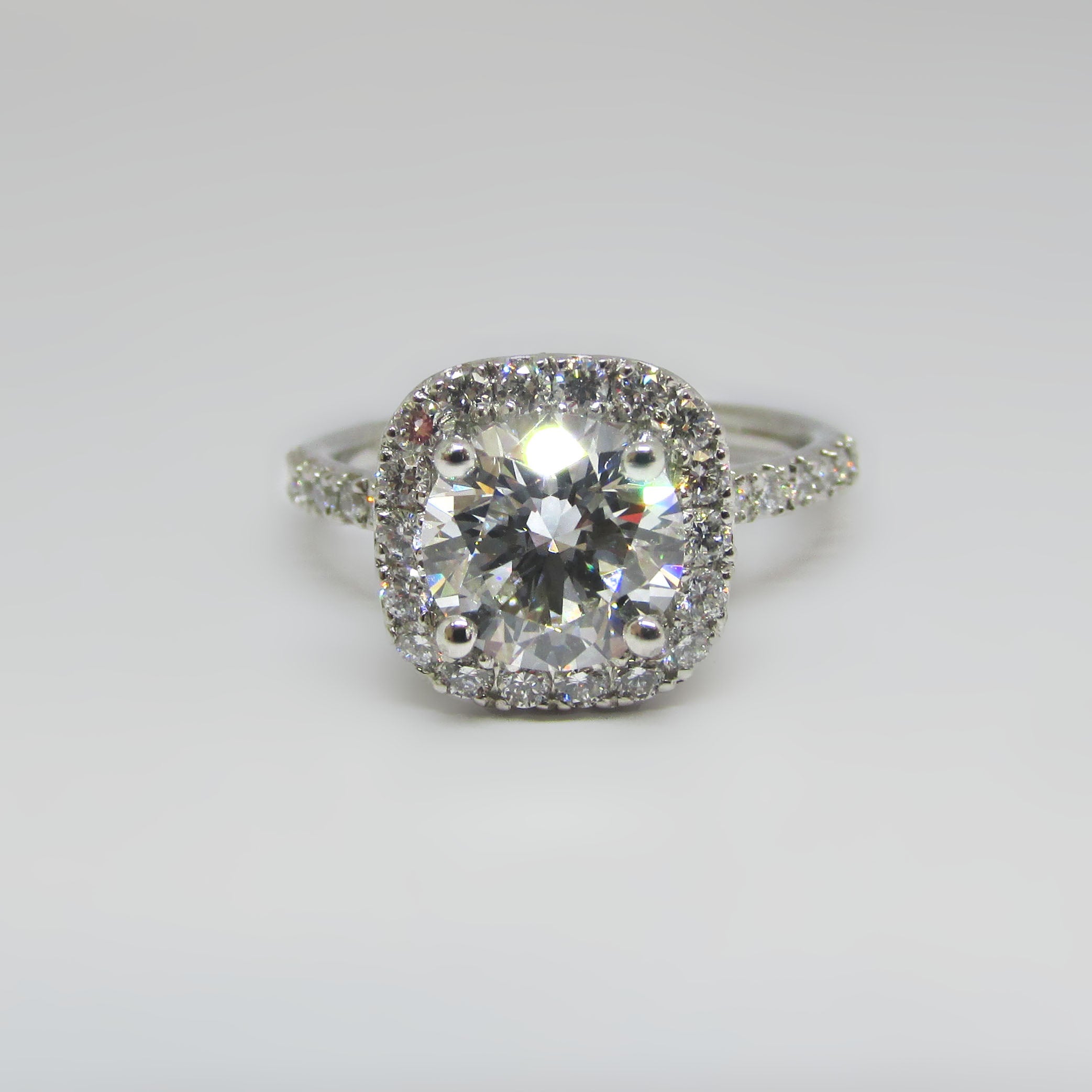 Cushion Halo Round Diamond Engagement Ring 1.59 ct. tw - Thenetjeweler