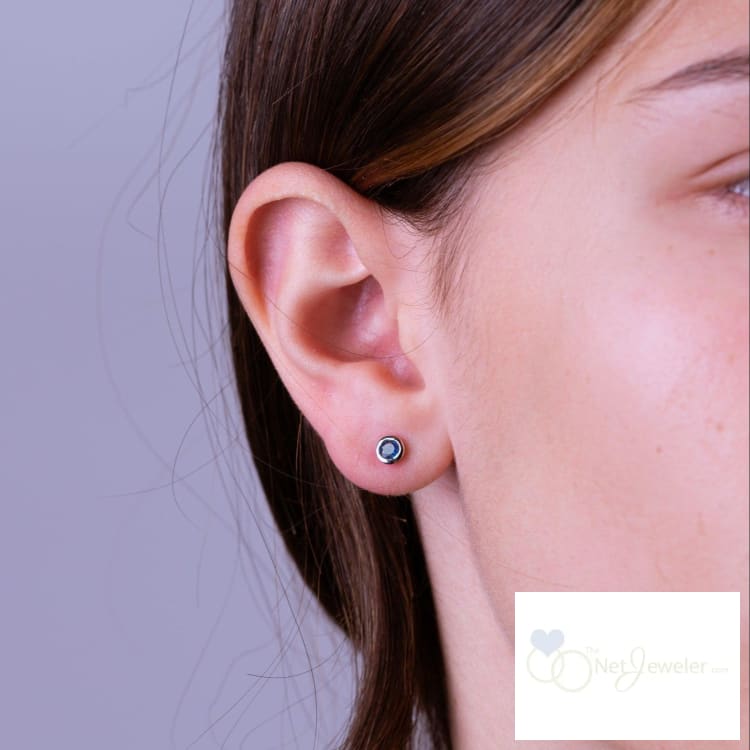 Bezel Set Birthstone Stud Earrings-Thenetjeweler