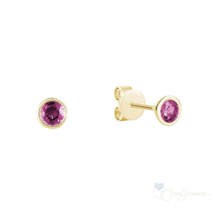 Bezel Set Birthstone Stud Earrings-Thenetjeweler