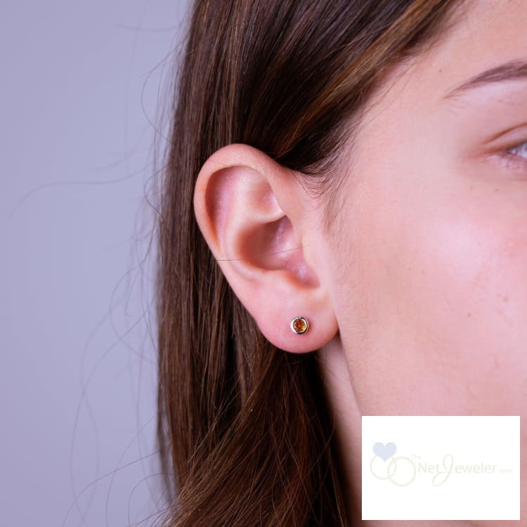 Bezel Set Precious Stone Stud Earrings-RNB Jewellery