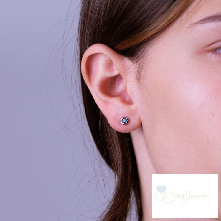Bezel Set Precious Stone Stud Earrings-RNB Jewellery