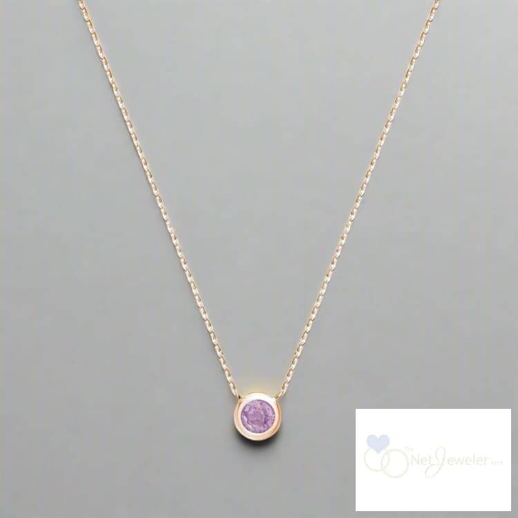 Bezel Set Round Birthstone Necklace - Necklaces