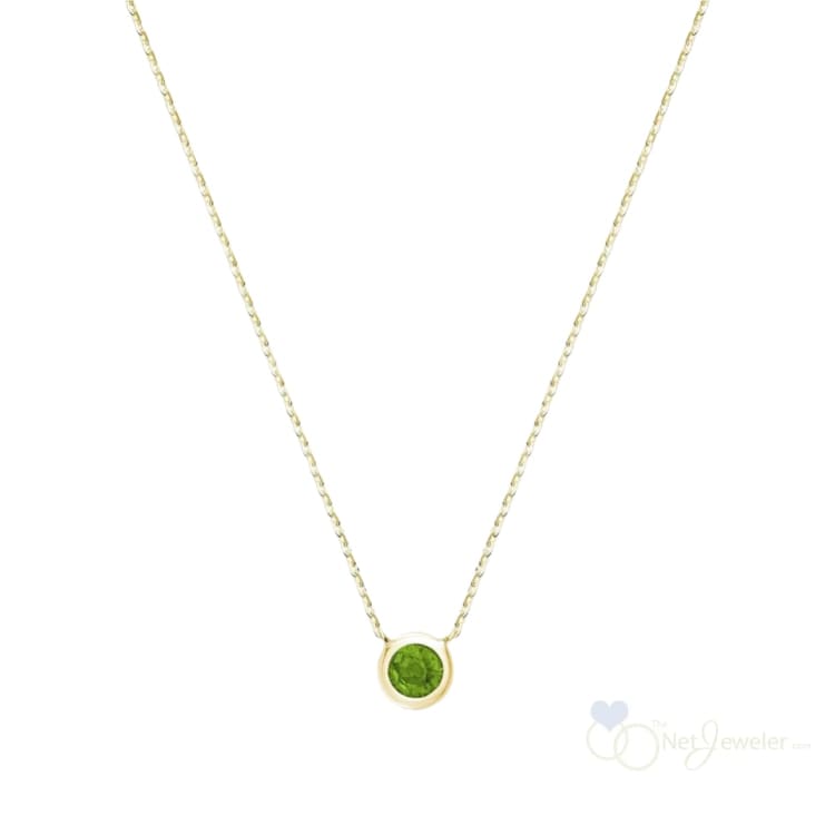 Bezel Set Round Birthstone Necklace - Necklaces