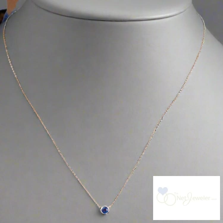 Bezel Set Round Birthstone Necklace - Necklaces