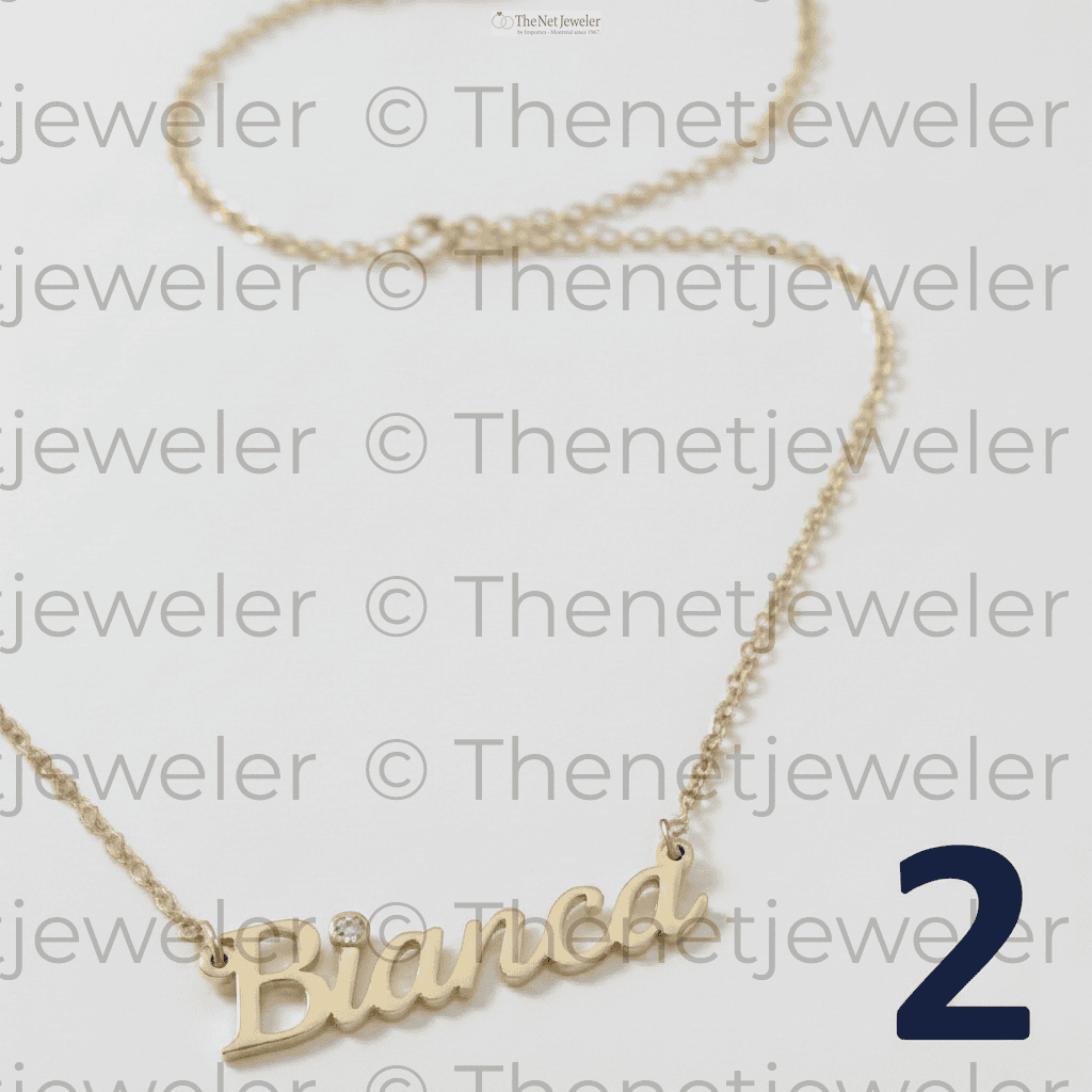 Bianca Name Necklace – 10K, 14K Yellow Gold with Lab-Grown Diamond Accent