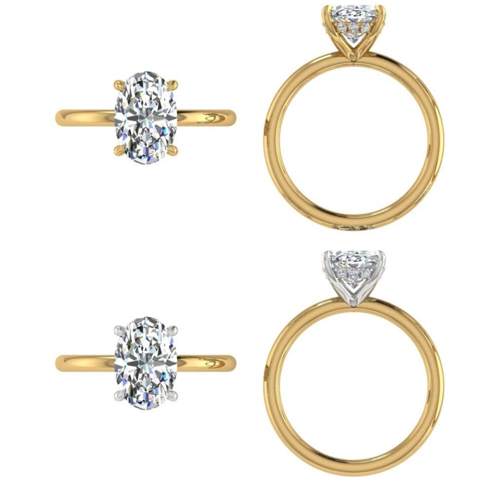 Oval Cut Diamond Under Halo Engagement Ring - Thenetjeweler