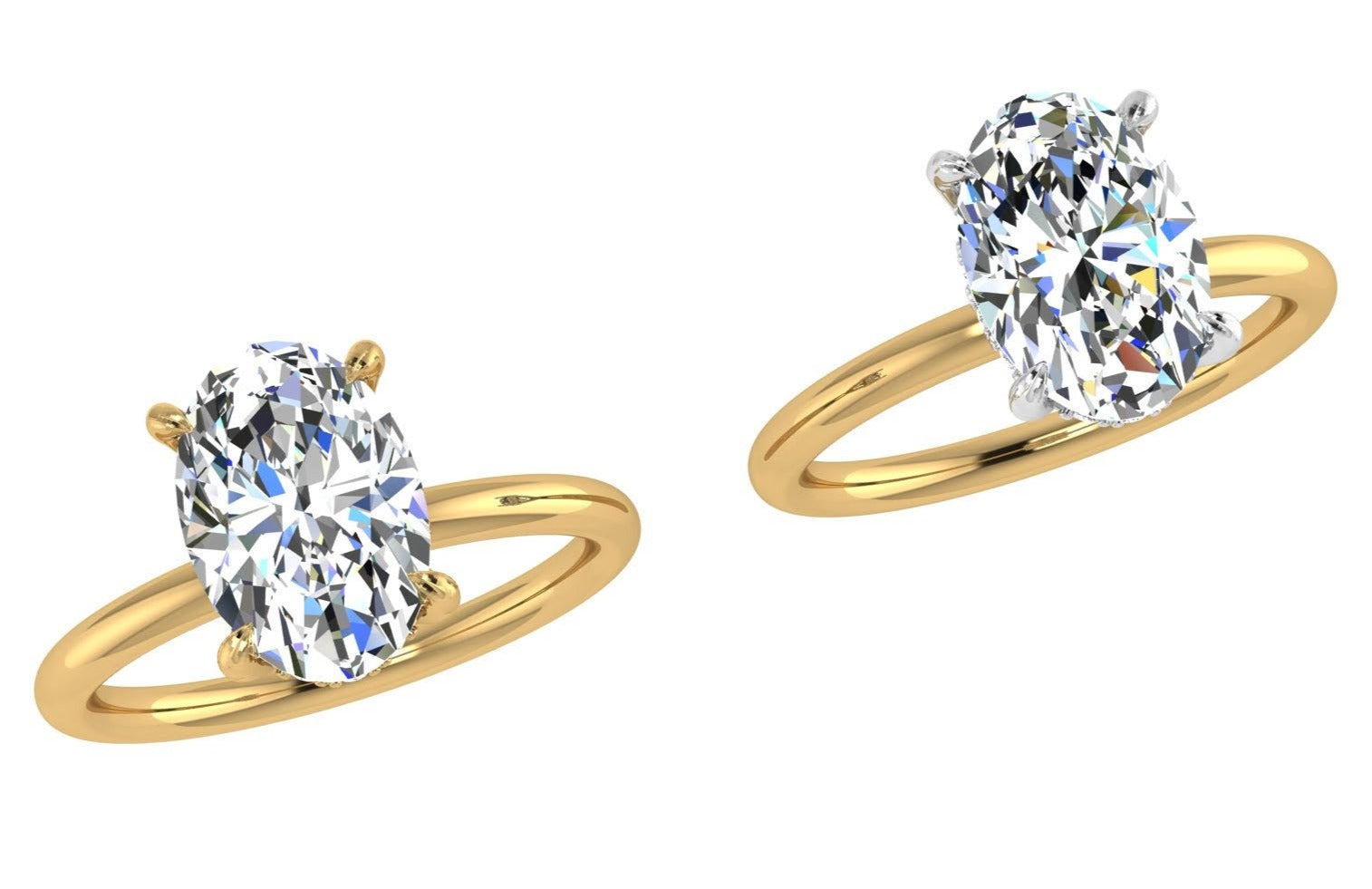 Oval Cut Diamond Under Halo Engagement Ring - Thenetjeweler
