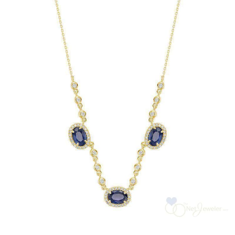 Blue Sapphire & Diamond Pendant - Pendentif en Diamant & Sapphire-RNB Jewellery