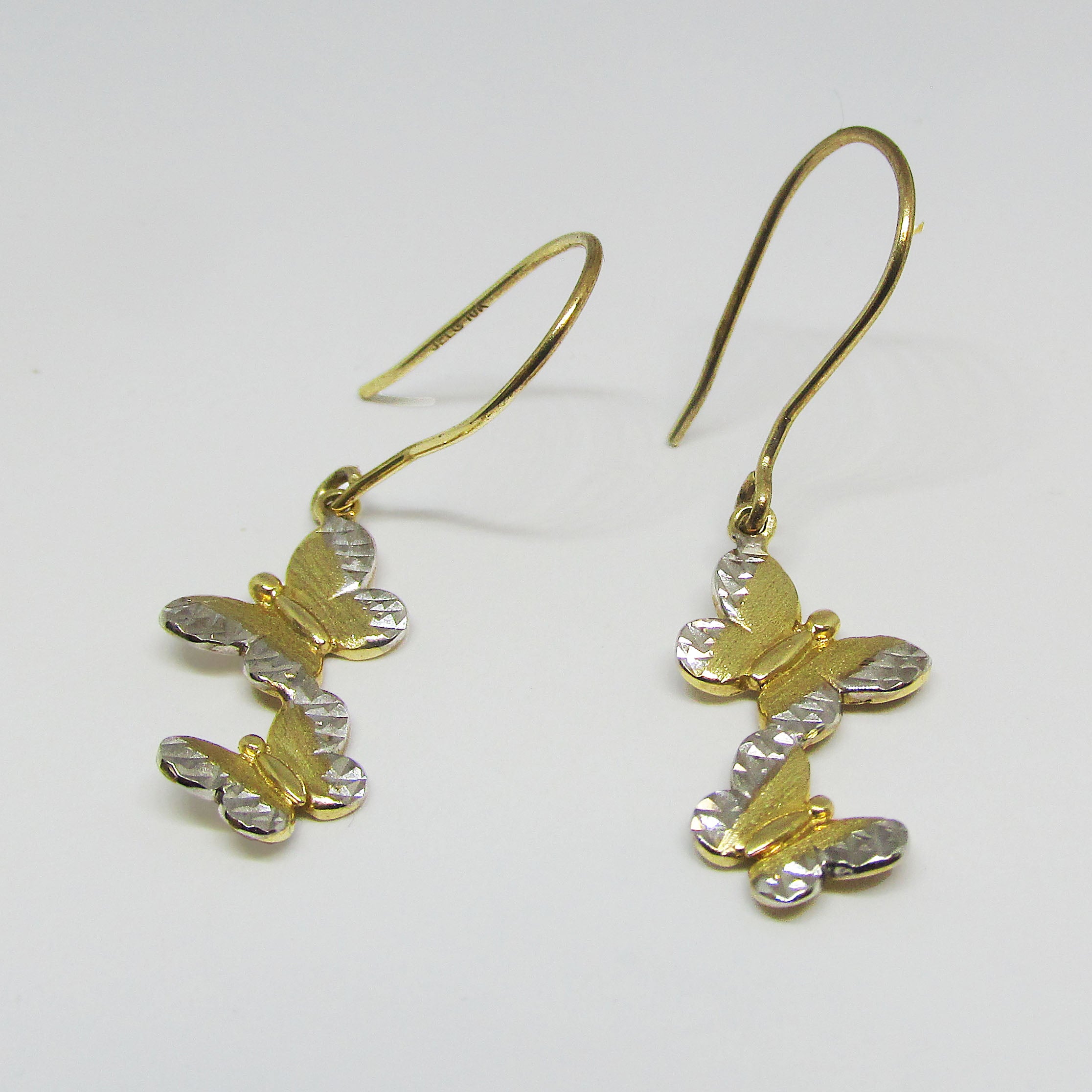 Two Butterflies Drop Earrings 10 karat gold - Thenetjeweler