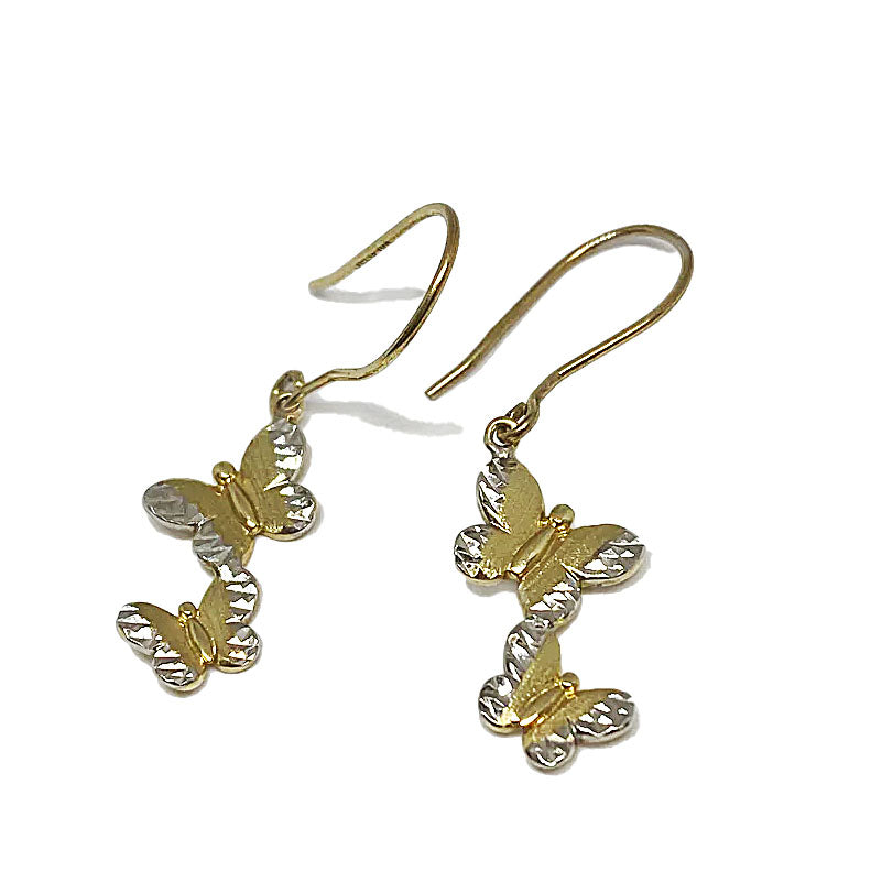 Two Butterflies Drop Earrings 10 karat gold - Thenetjeweler