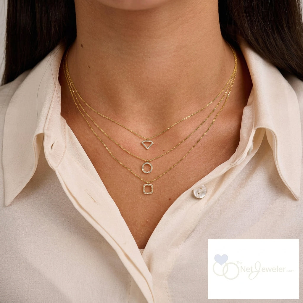 Petite Cushion Shape Diamond Pendant-The Net Jeweler