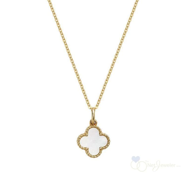 Clover Mother of Pearl Pendant - Yellow Gold - Pendants