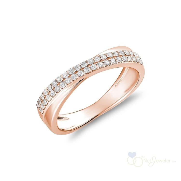 Crossover Pave Diamond Ring - Rose Gold / Coseout - Rings