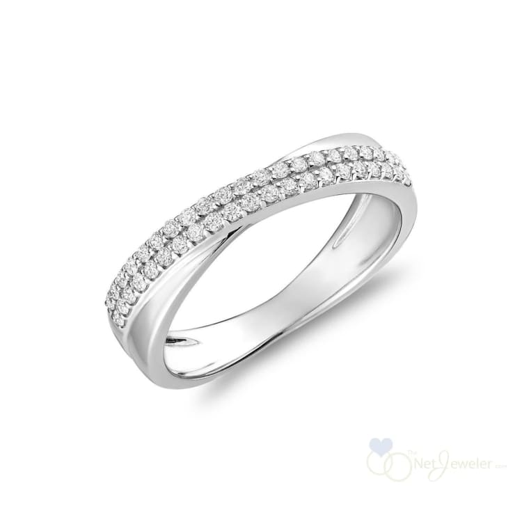 Crossover Pave Diamond Ring - White Gold / Coseout - Rings