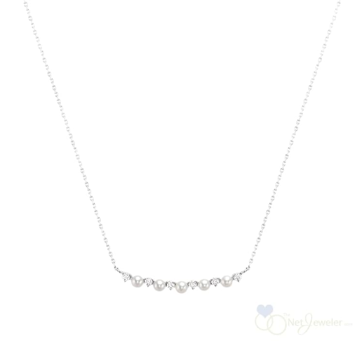 Cultured Pearl & Diamond Bar Necklace Pendants
