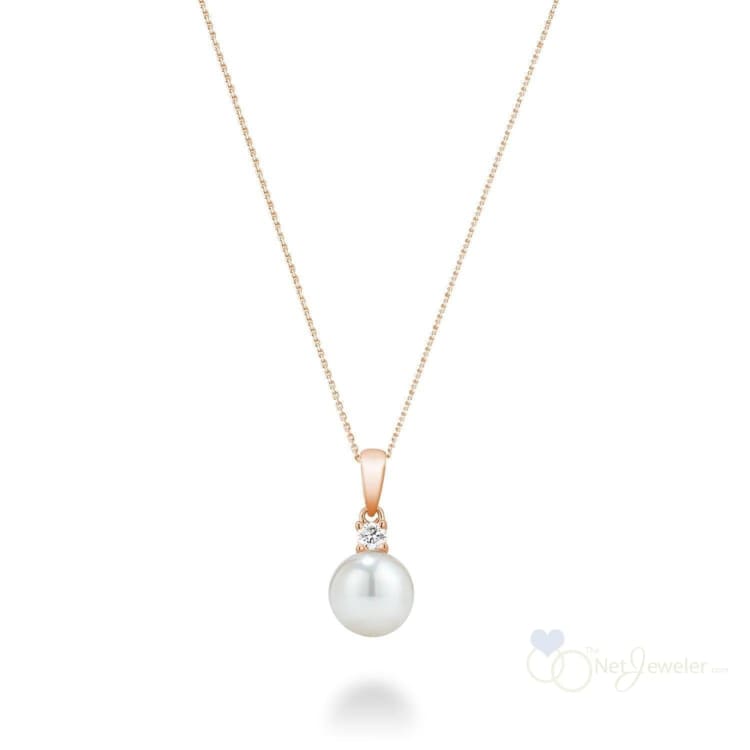 Cultured Pearl & Solitaire Diamond Pendant-RNB Jewellery