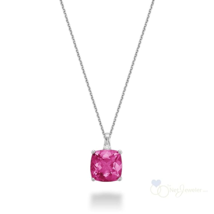 Cushion Cut Colored Stone and Diamond Pendant-RNB Jewellery