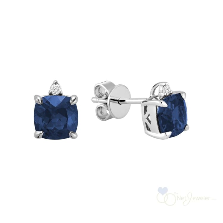 Cushion Cut Colored Stone & Diamond Stud Earrings-RNB Jewellery