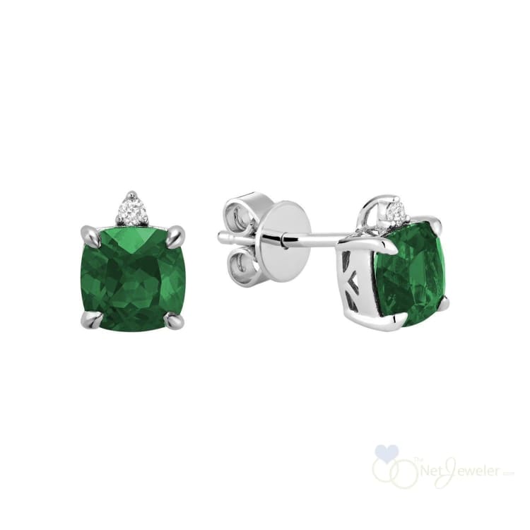 Cushion Cut Colored Stone & Diamond Stud Earrings-RNB Jewellery