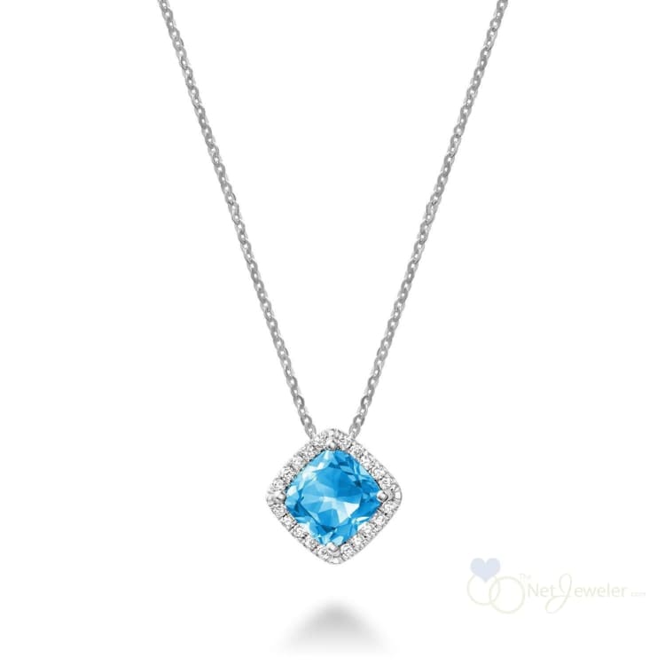 Cushion Cut Colored Stone Halo Diamond Pendant-RNB Jewellery