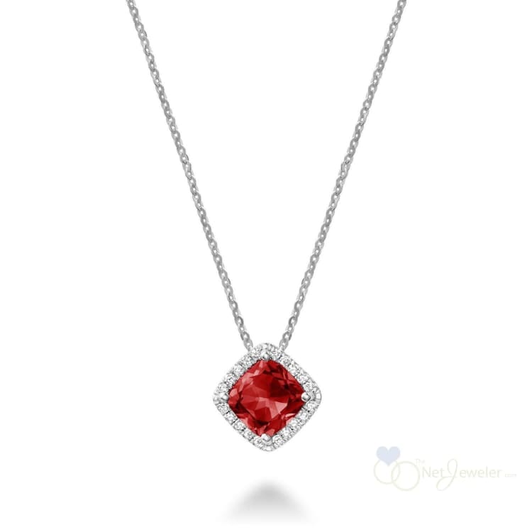 Cushion Cut Colored Stone Halo Diamond Pendant-RNB Jewellery