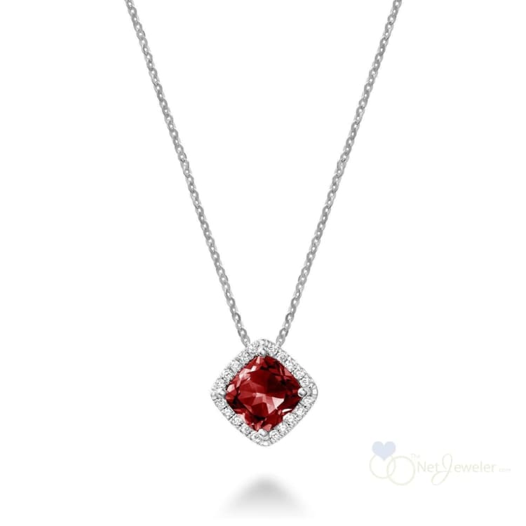 Cushion Cut Colored Stone Halo Diamond Pendant-RNB Jewellery