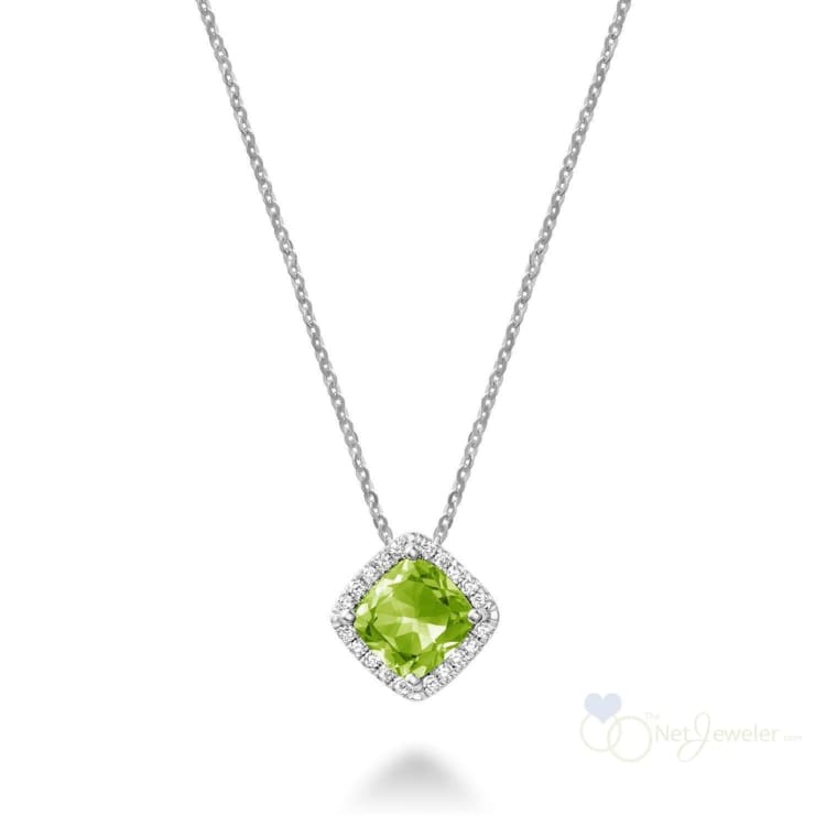 Cushion Cut Colored Stone Halo Diamond Pendant-RNB Jewellery