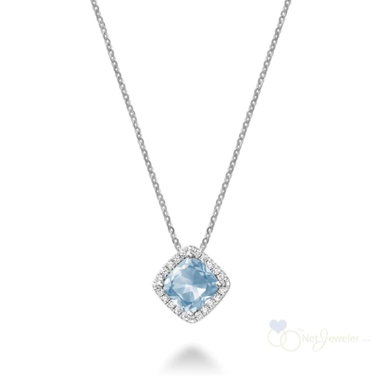 Cushion Cut Colored Stone Halo Diamond Pendant-RNB Jewellery